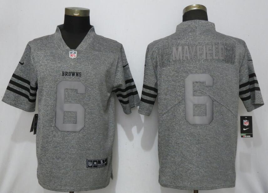 Personalized Browns 6 Baker Mayfield Gray Gridiron Gray Untouchable Limited Jersey