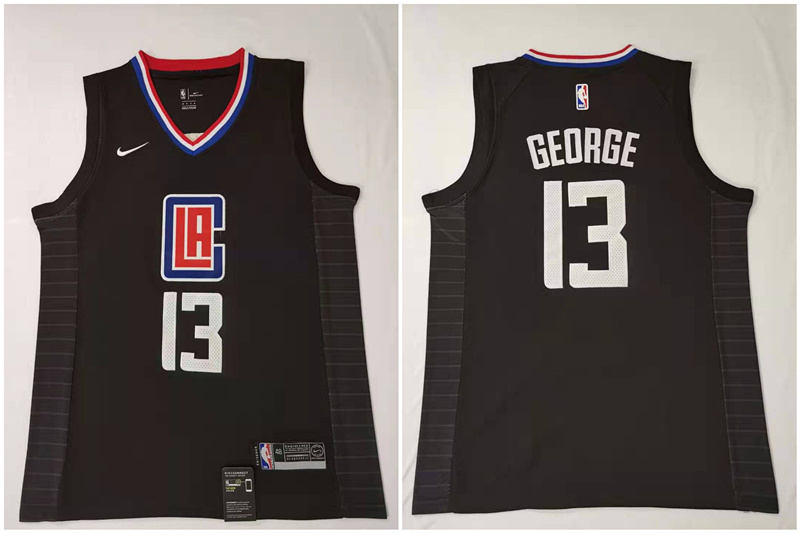 Personalized Clippers 13 Paul George Black Swingman Jersey