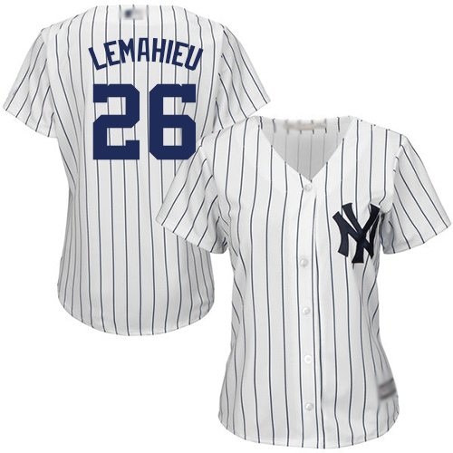 Personalized Yankees #26 DJ LeMahieu White Strip Home Women’s Stitched Baseball Jersey
