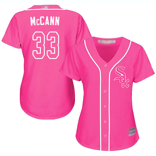 Personalized White Sox #33 James McCann Pink Fashion Women’s Stitched Baseball Jersey