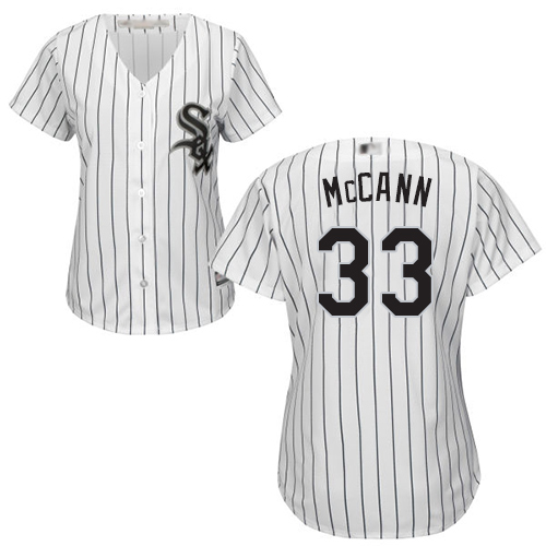 Personalized White Sox #33 James McCann White(Black Strip) Home Women’s Stitched Baseball Jersey