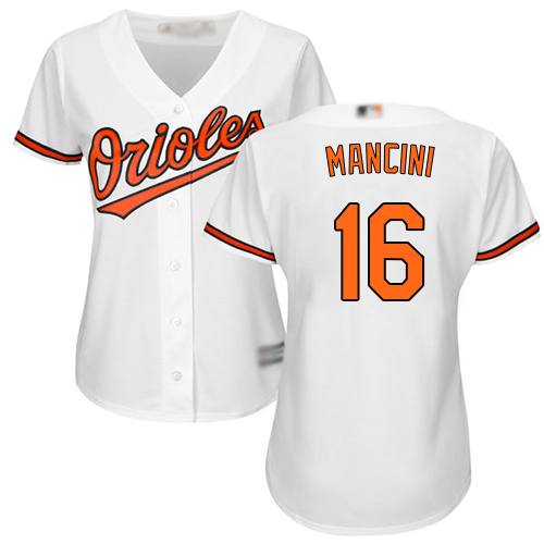 Personalized Orioles #16 Trey Mancini White Home Women’s Stitched Baseball Jersey