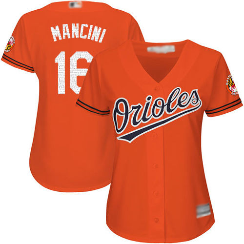 Personalized Orioles #16 Trey Mancini Orange Women’s Alternate Stitched Baseball Jersey