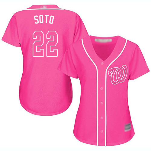 Personalized Nationals #22 Juan Soto Pink Fashion Women’s Stitched Baseball Jersey