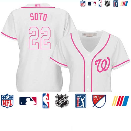 Personalized Nationals #22 Juan Soto White Pink Fashion Women’s Stitched Baseball Jersey