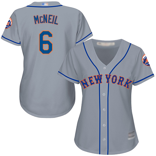 Personalized Mets #6 Jeff McNeil Grey Road Women’s Stitched Baseball Jersey