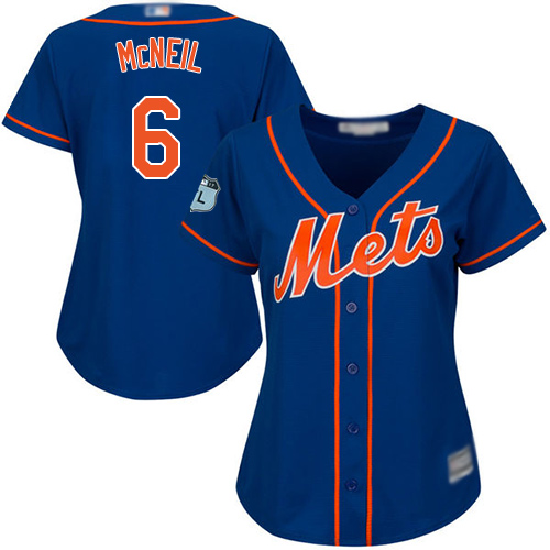 Personalized Mets #6 Jeff McNeil Blue Alternate Women’s Stitched Baseball Jersey