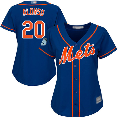 Personalized Mets #20 Pete Alonso Blue Alternate Women’s Stitched Baseball Jersey