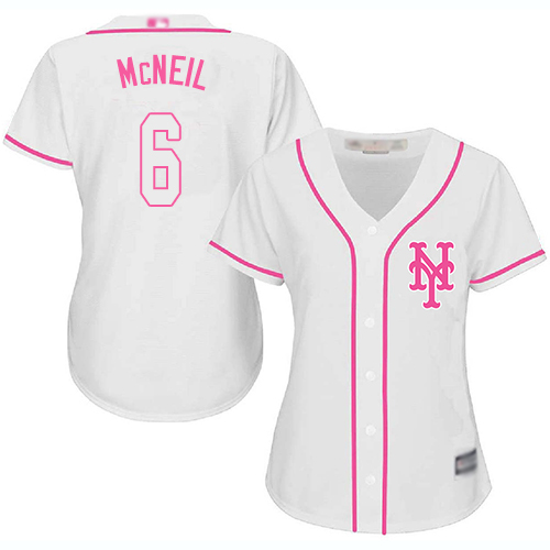 Personalized Mets #6 Jeff McNeil White Pink Fashion Women’s Stitched Baseball Jersey