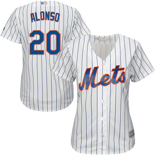 Personalized Mets #20 Pete Alonso White(Blue Strip) Home Women’s Stitched Baseball Jersey