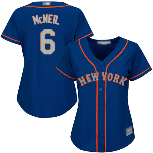 Personalized Mets #6 Jeff McNeil Blue(Grey NO.) Alternate Women’s Stitched Baseball Jersey