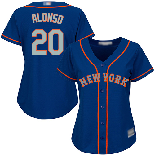 Personalized Mets #20 Pete Alonso Blue(Grey NO.) Alternate Women’s Stitched Baseball Jersey