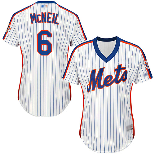 Personalized Mets #6 Jeff McNeil White(Blue Strip) Alternate Women’s Stitched Baseball Jersey