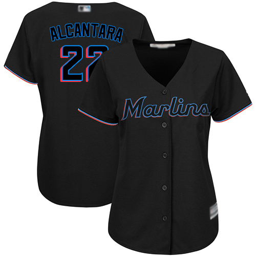 Personalized Marlins #22 Sandy Alcantara Black Alternate Women’s Stitched Baseball Jersey