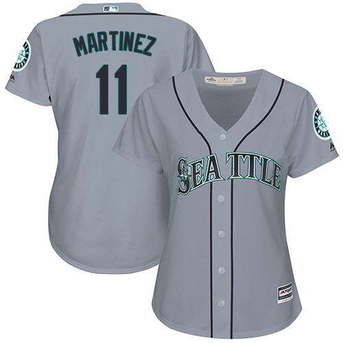 Personalized Mariners #11 Edgar Martinez Grey Road Women’s Stitched Baseball Jersey