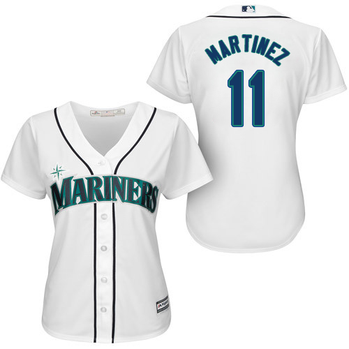Personalized Mariners #11 Edgar Martinez White Home Women’s Stitched Baseball Jersey