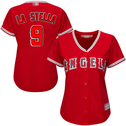 Personalized Angels #9 Tommy La Stella Red Alternate Women’s Stitched Baseball Jersey
