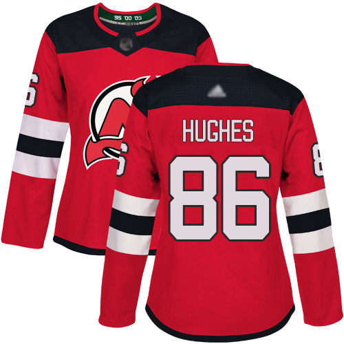 Personalized Devils #86 Jack Hughes Red Home Authentic Women’s Stitched Hockey Jersey