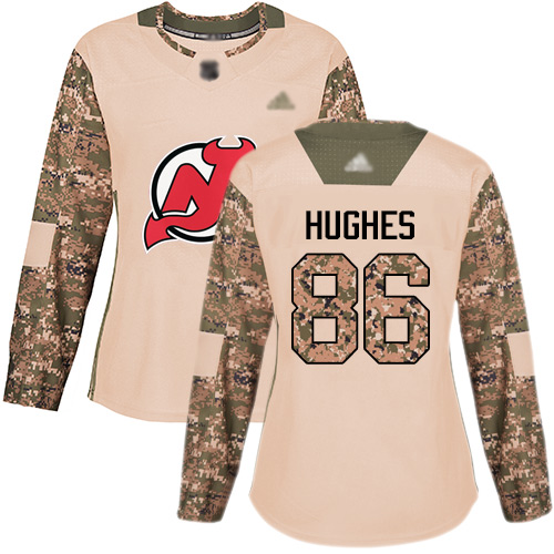 Personalized Devils #86 Jack Hughes Camo Authentic 2017 Veterans Day Women’s Stitched Hockey Jersey