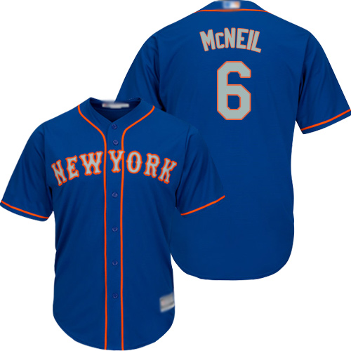 Personalized Mets #6 Jeff McNeil Blue(Grey NO.) Cool Base Stitched Youth Baseball Jersey