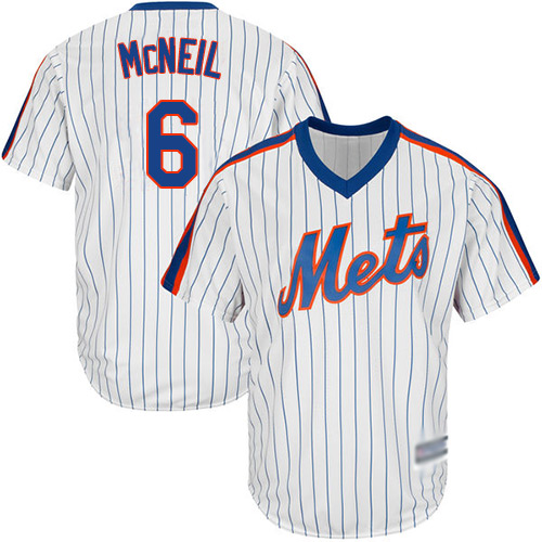 Personalized Mets #6 Jeff McNeil White(Blue Strip) Alternate Cool Base Stitched Youth Baseball Jersey
