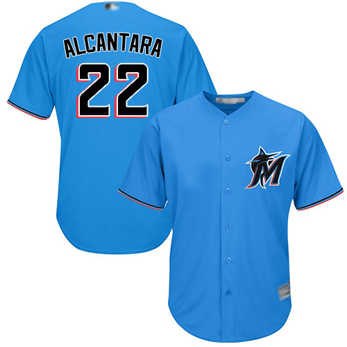 Personalized Marlins #22 Sandy Alcantara Blue Cool Base Stitched Youth Baseball Jersey