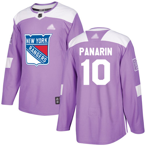 Personalized Rangers #10 Artemi Panarin Purple Authentic Fights Cancer Stitched Youth Hockey Jersey