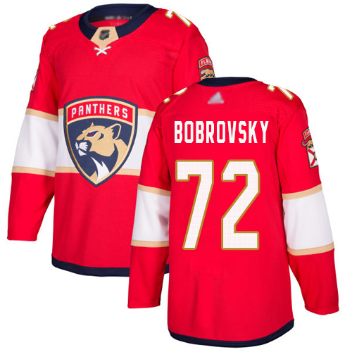 Personalized Panthers #72 Sergei Bobrovsky Red Home Authentic Stitched Youth Hockey Jersey