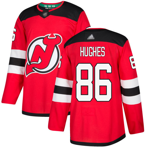 Personalized Devils #86 Jack Hughes Red Home Authentic Stitched Youth Hockey Jersey