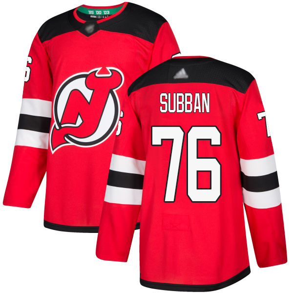 Personalized Devils #76 P. K. Subban Red Home Authentic Stitched Youth Hockey Jersey
