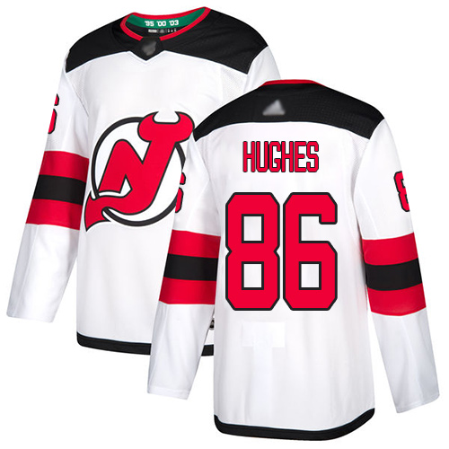 Personalized Devils #86 Jack Hughes White Road Authentic Stitched Youth Hockey Jersey