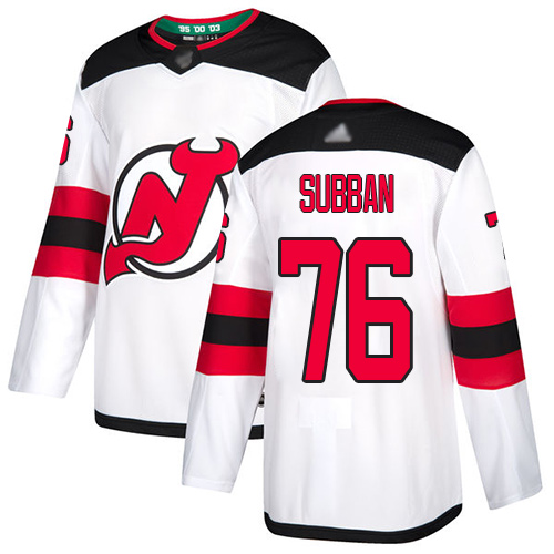 Personalized Devils #76 P. K. Subban White Road Authentic Stitched Youth Hockey Jersey