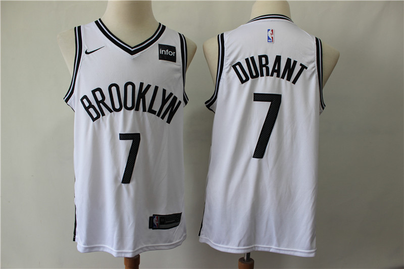 Personalized Nets 7 Kevin Durant White Swingman Jersey