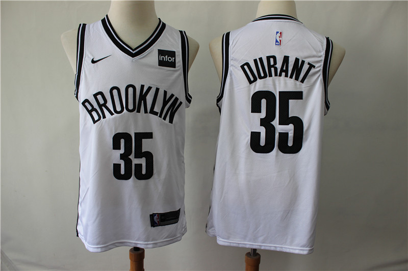 Personalized Nets 35 Kevin Durant White Swingman Jersey