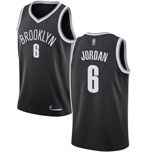 Personalized Nets #6 DeAndre Jordan Black Basketball Swingman Icon Edition Jersey