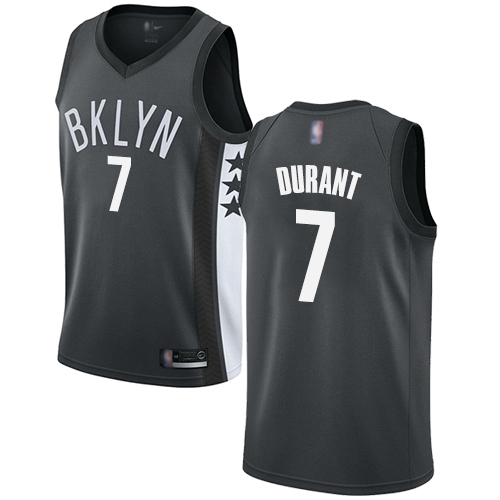 Personalized Nets #7 Kevin Durant Gray Basketball Swingman Statement Edition Jersey