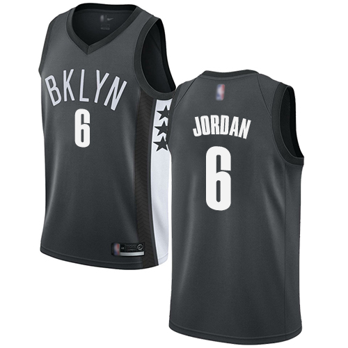 Personalized Nets #6 DeAndre Jordan Gray Basketball Swingman Statement Edition Jersey