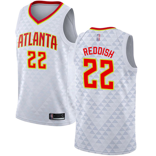 Personalized Hawks #22 Cam Reddish White Basketball Swingman Association Edition Jersey
