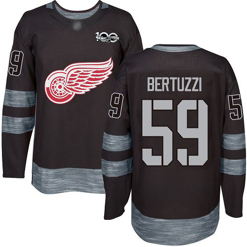 Personalized Red Wings #59 Tyler Bertuzzi Black 1917-2017 100th Anniversary Stitched Hockey Jersey