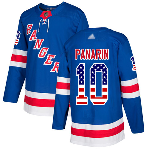 Personalized Rangers #10 Artemi Panarin Royal Blue Home Authentic USA Flag Stitched Hockey Jersey