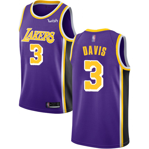 Personalized Lakers #3 Anthony Davis Purple Basketball Swingman Statement Edition Jersey