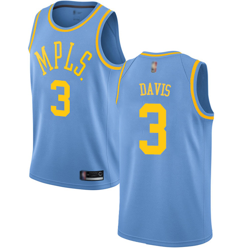 Personalized Lakers #3 Anthony Davis Royal Blue Basketball Swingman Hardwood Classics Jersey