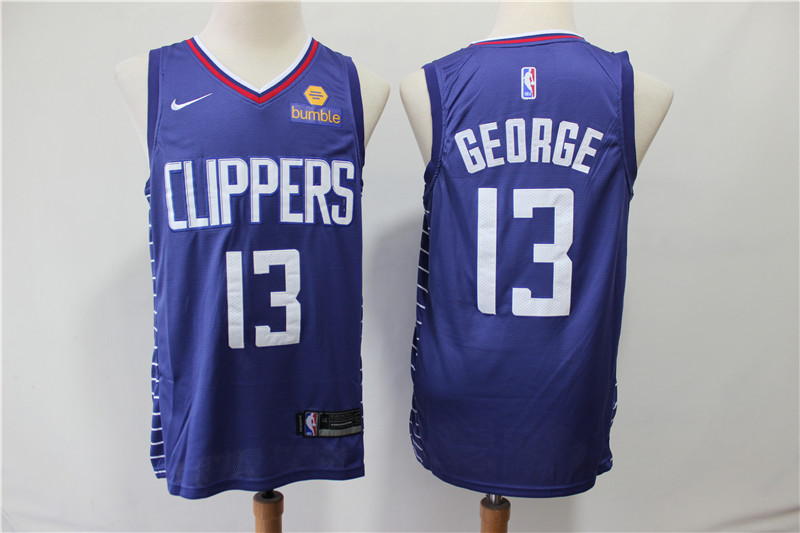 Personalized Clippers 13 Paul George Blue Swingman Jersey