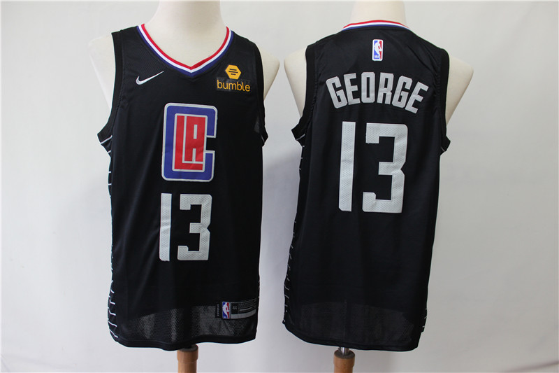 Personalized Clippers 13 Paul George Black Swingman Jersey