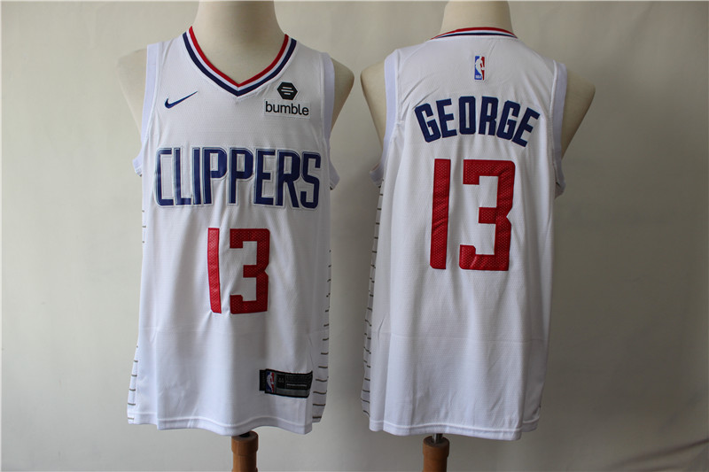 Personalized Clippers 13 Paul George White Swingman Jersey