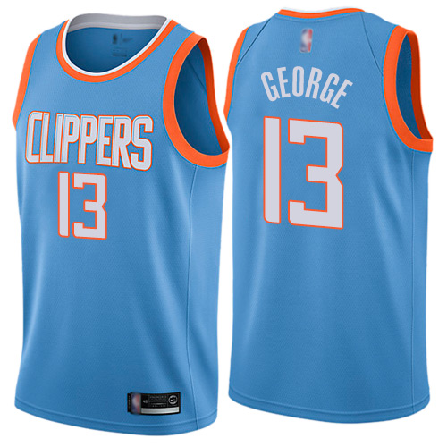 Personalized Clippers #13 Paul George Blue Basketball Swingman City Edition Jersey