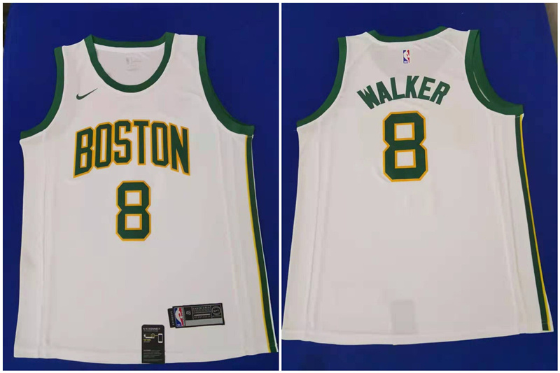 Personalized Celtics 8 Kemba Walker White City Edition Swingman Jersey