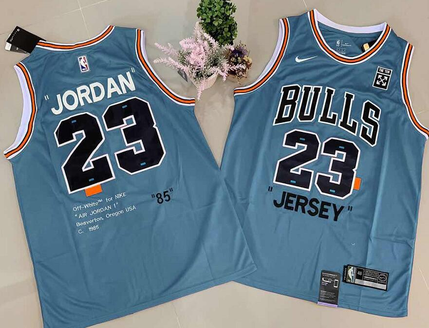 Personalized Bulls 23 Michael Jordan Blue Commemorative Edition Basketball Jersey