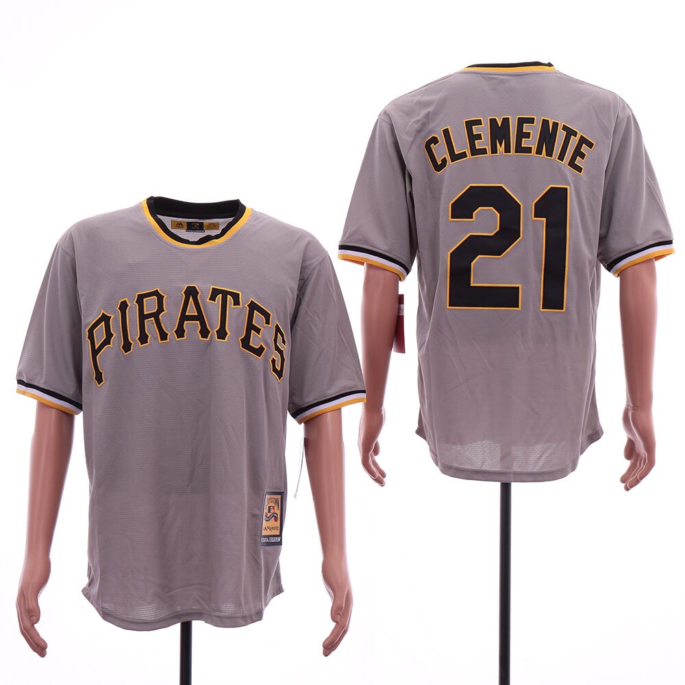 Personalized Pirates 21 Roberto Clemente Gray Cooperstown Collection Jersey