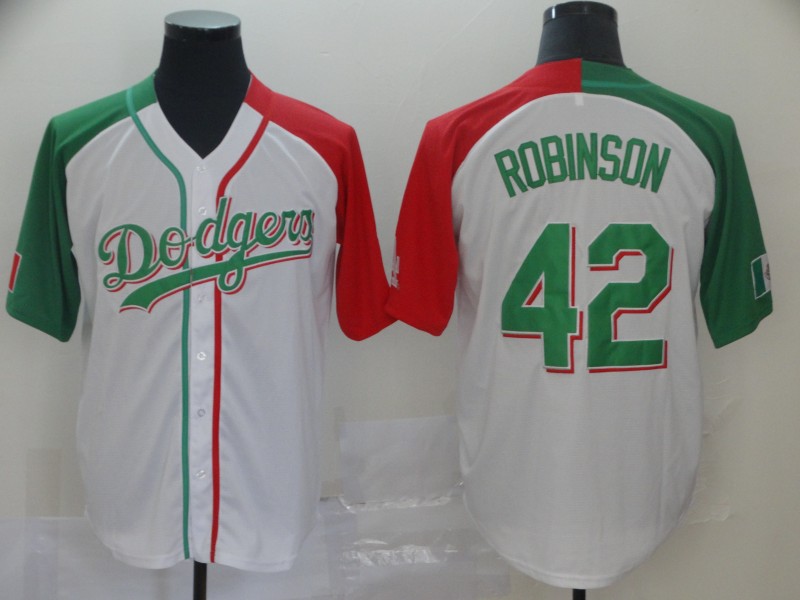 Personalized Dodgers 42 Jackie Robinson White Mexican Heritage Culture Night Jersey Mexico